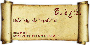 Bódy Árpád névjegykártya